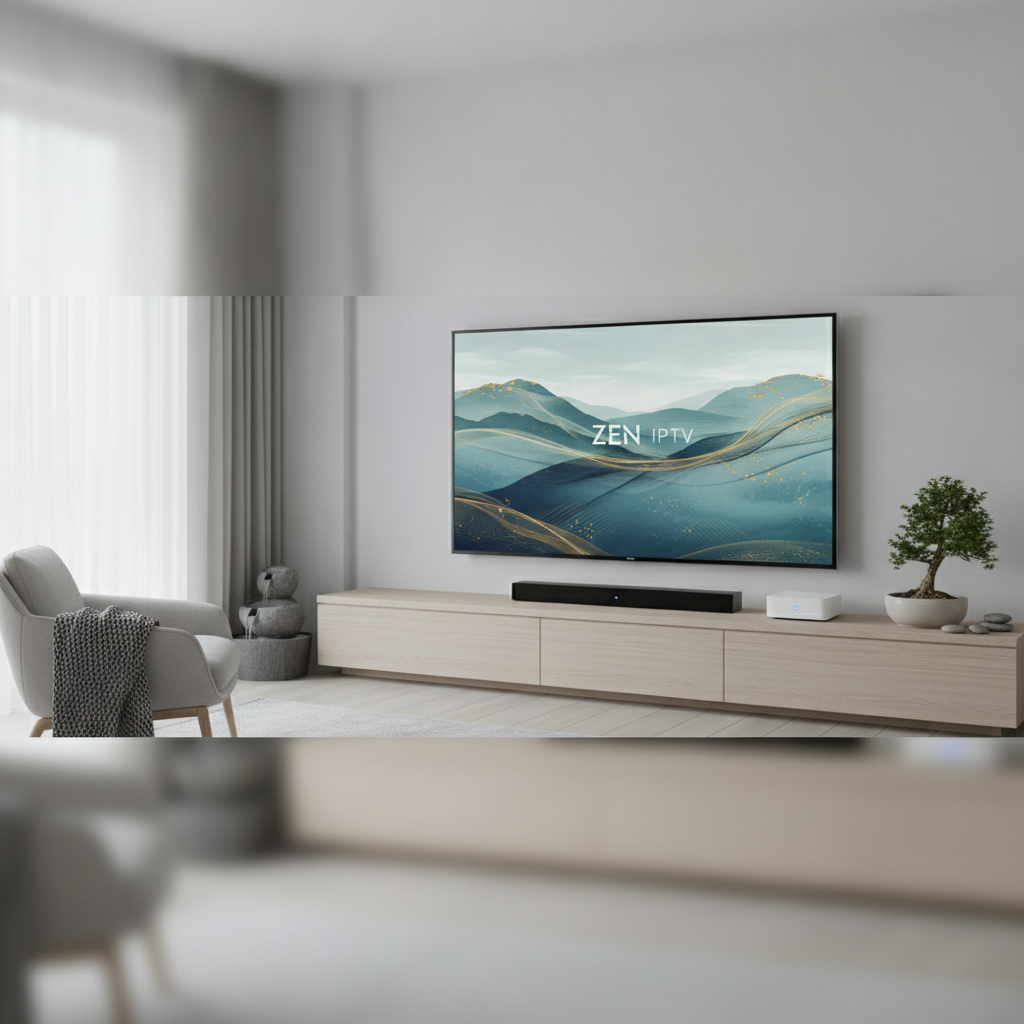 Comparaison entre l'interface d'un service ZEN IPTV apaisant et celle de Molotov TV sur un écran de télévision moderne.